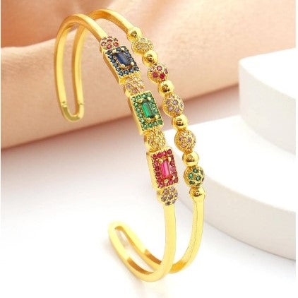 Bracelet multicolore avec des pierre zircones cubiques en cuivre