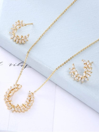 Ensemble de bijoux de créateur en strass 3 pièces en cuivre